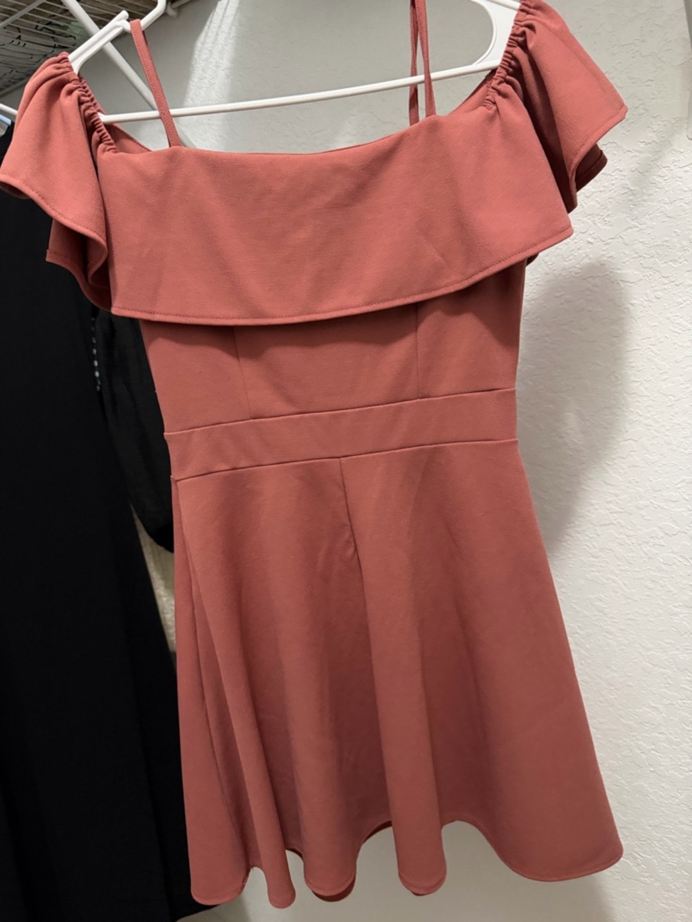 Coral Ruffle Off-Shoulder Dress - Picture 3 of 4